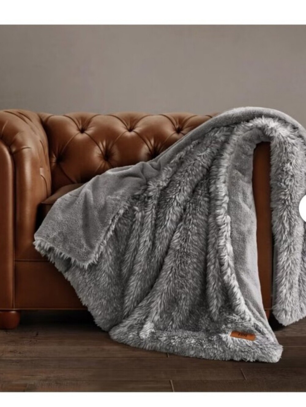 FryeFRYE Arctic Luxe Faux Fur Throw 60" X 70", NEW, GREY